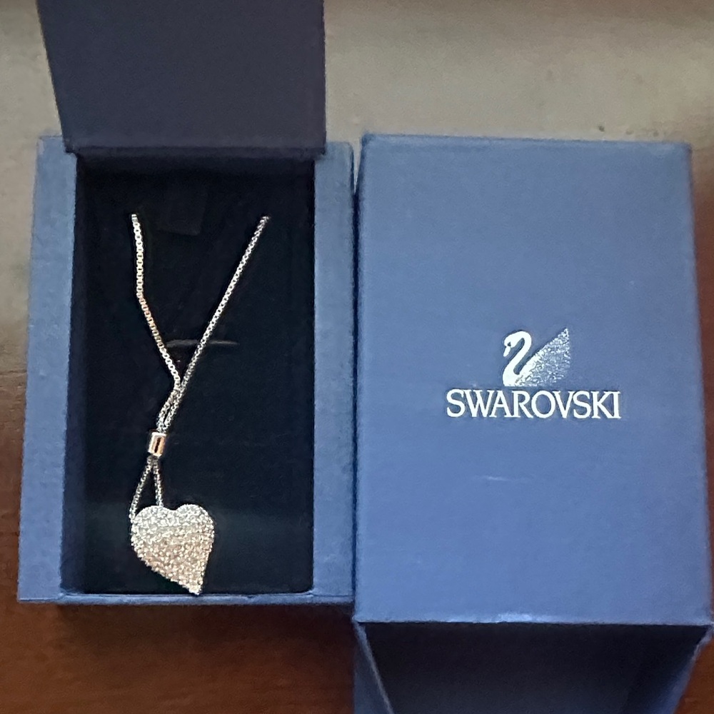 Swarovski Gold Heart Necklace with Crystal Accents